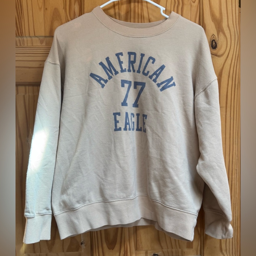 American Eagle Cream/Tan Logo Fleece Crewneck